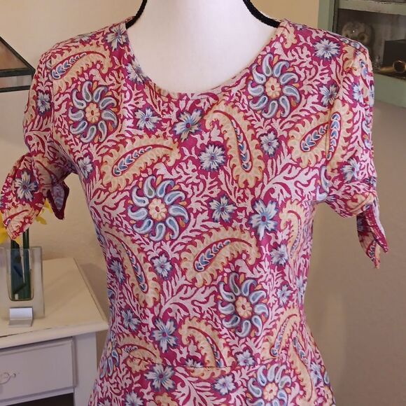 Chaps Cotton Maxi Dress. Coastal Cowgirl, Floral, Maxi - Picture 3 of 14